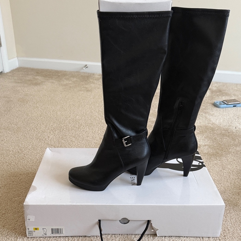 Nine West like new, in box Black Knee-High faux leather Boots